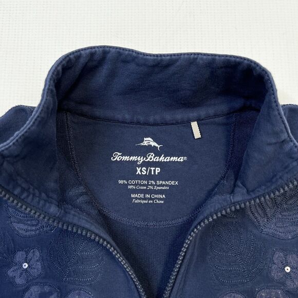 Tommy Bahama Womens 1/2 Zip Pullover Size XS, Navy Blue, Jen Terry Ember Floral - Picture 10 of 10